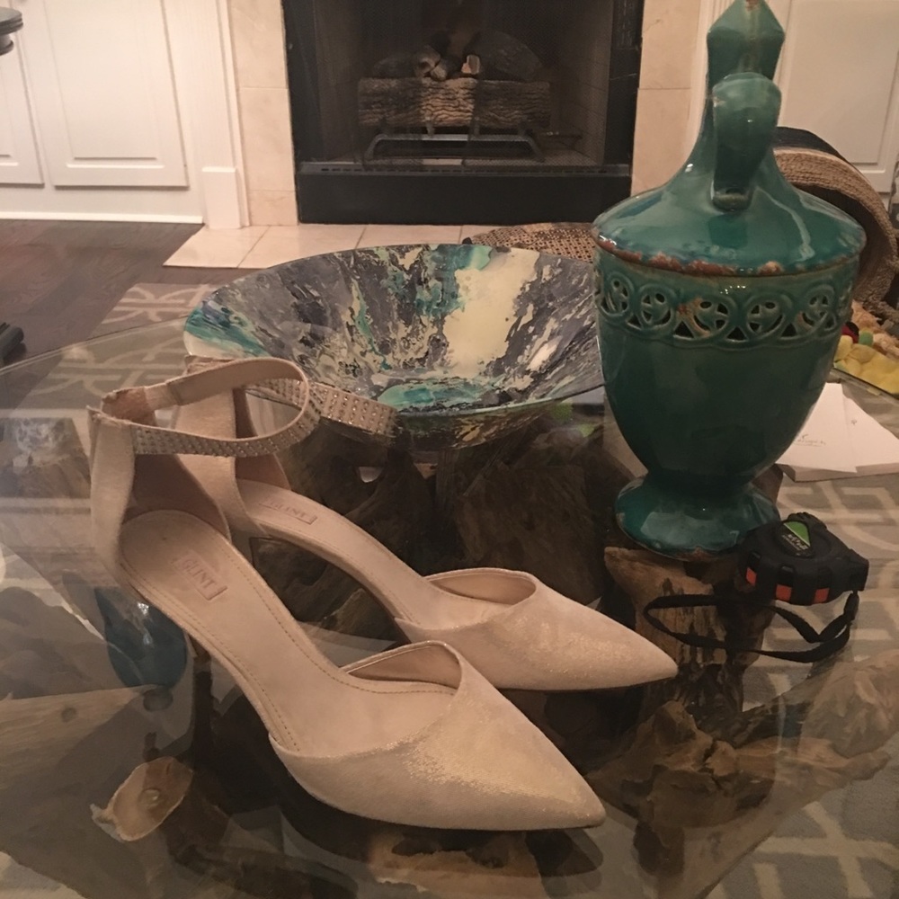 Glint 3 in heel diamond ankle strap, pearl color